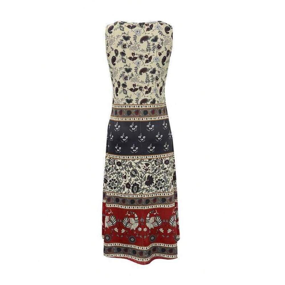 Lightweight Sleeveless Vintage Dress, Versatile Slim Fit